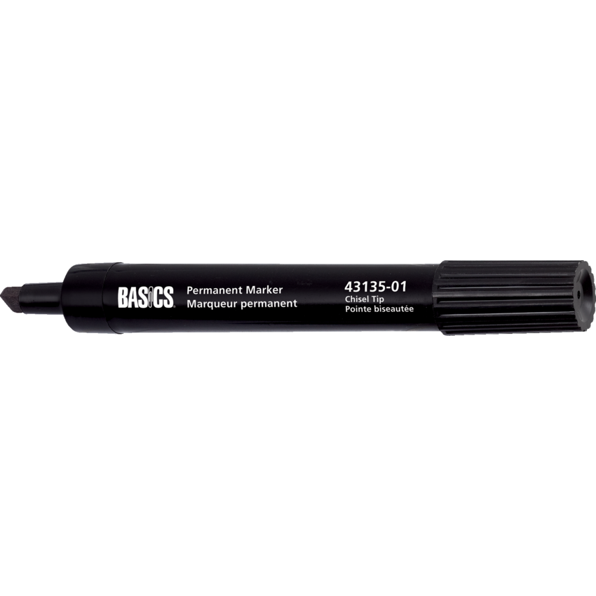 Basics® Permanent Marker Chisel Tip Black 12/box