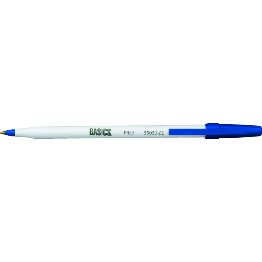 Basics® Stick Pen Medium Point Blue 12/box