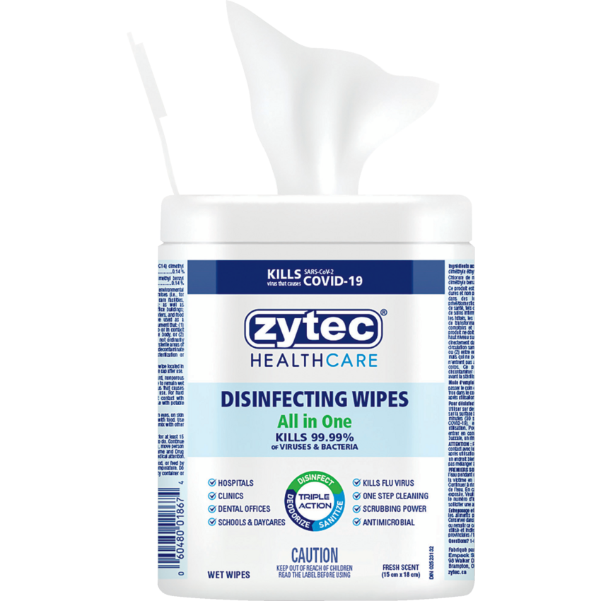 Zytec® Germ Buster® All In One Disinfectant Wipes 180 sheets/tub
