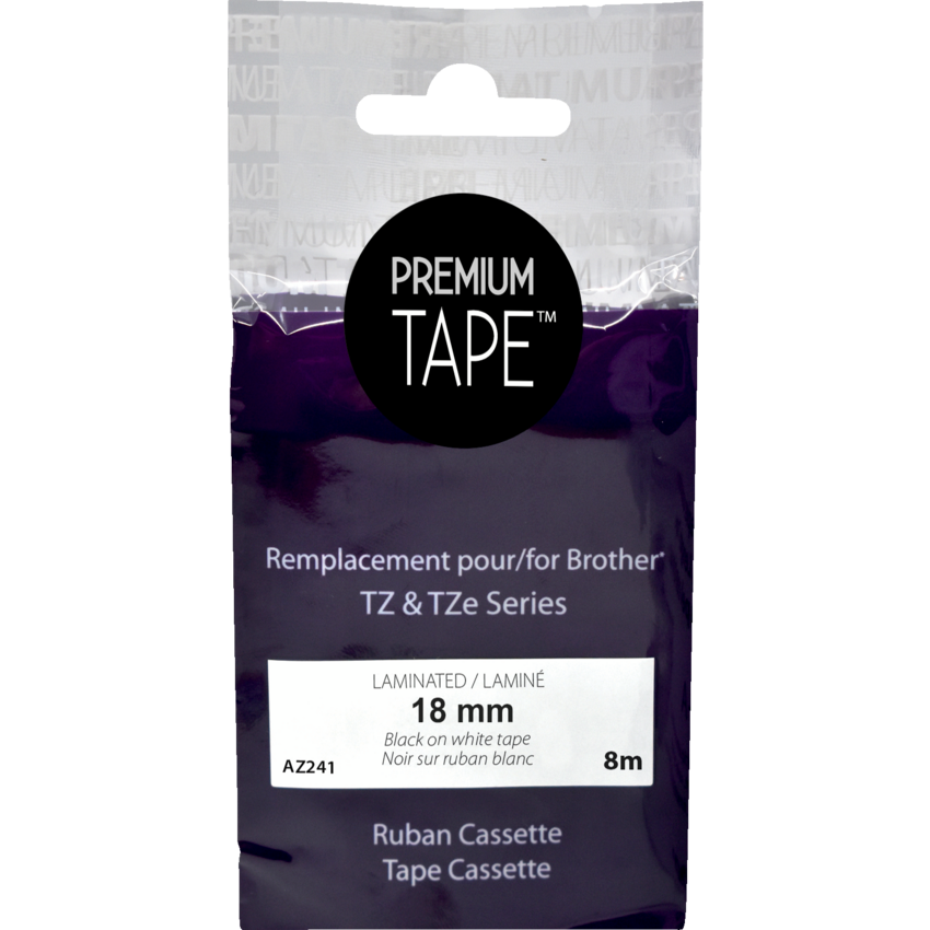 Premium Tape™ Compatible Replacement Tape TZ-241 3/4" x 26' Black on White