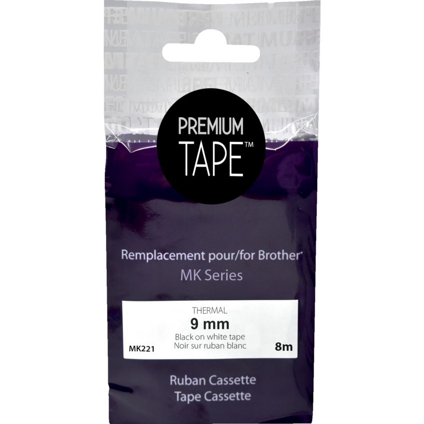 Premium Tape™ Compatible Replacement Tape MK-221 3/8" x 26' Black on White
