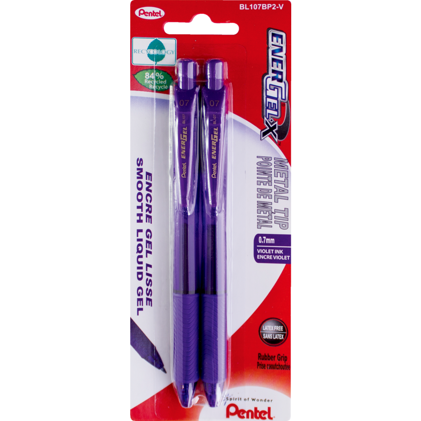 Pentel® EnerGel® X Retractable Gel Pens 0.7 mm Violet 2/pkg