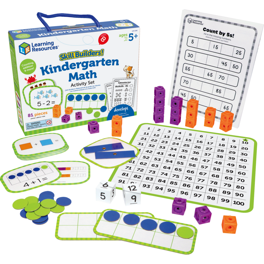 Learning Resources® Skill Builders! Kindergarten Math Activity Set 81 pieces/set