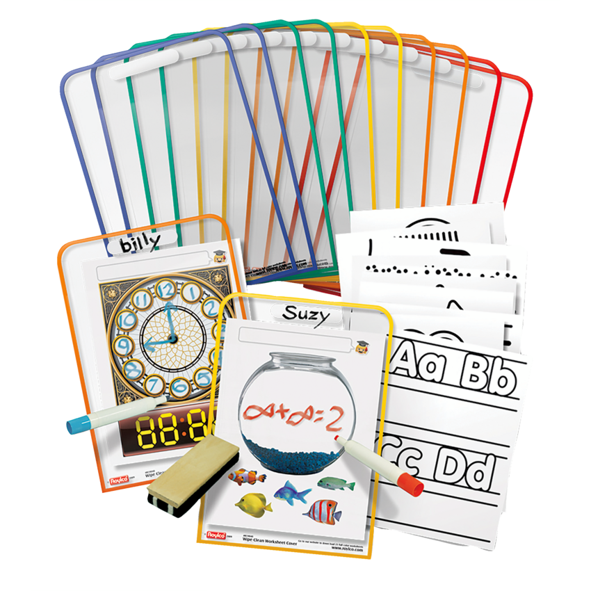Roylco Wipe Clean Worksheet Covers Assorted Colours 10/pkg