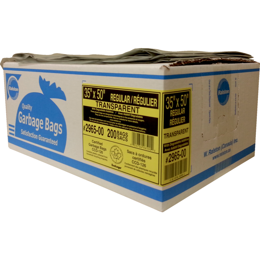 Ralston 2900 Series EcoLogo™ Industrial Garbage Bags Regular 35" x 50" Transparent 200/ctn