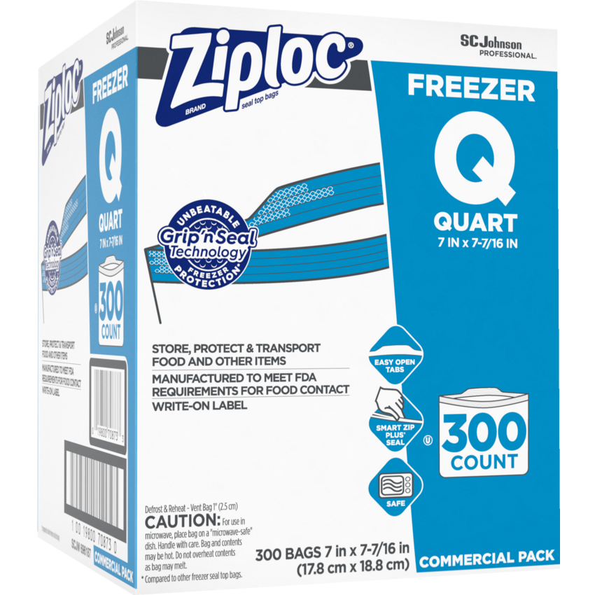 Ziploc® Freezer Bags 1 quart 300/box