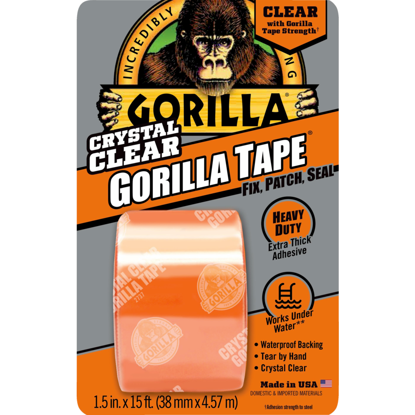 Gorilla® Repair Tape 1-1/2” W x 15’ L Clear