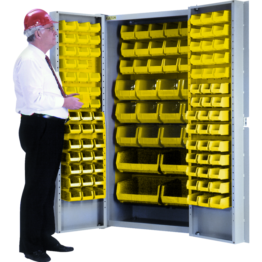 Kleton® Deep Door Combination Cabinet 38"W x 24"D x 72"H Grey w/Yellow Bins
