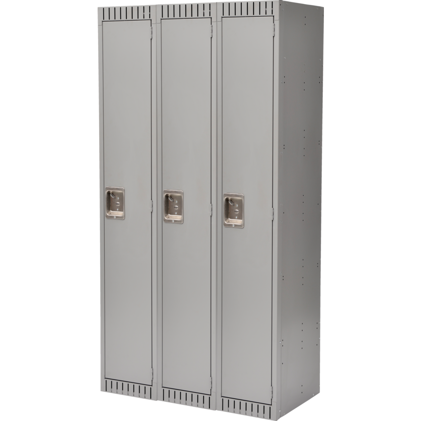 Kleton® RTA Steel Locker Single Basic Bank of 3 Grey