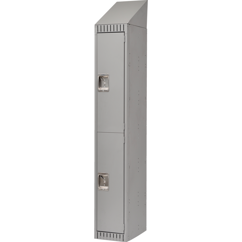 Kleton® RTA Steel Locker Double w/Slope Top Bank of 1 Grey