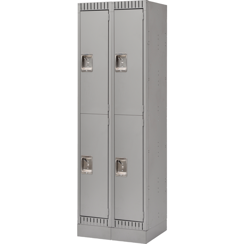 Kleton® RTA Steel Locker Double w/Recessed Base Bank of 2 Grey