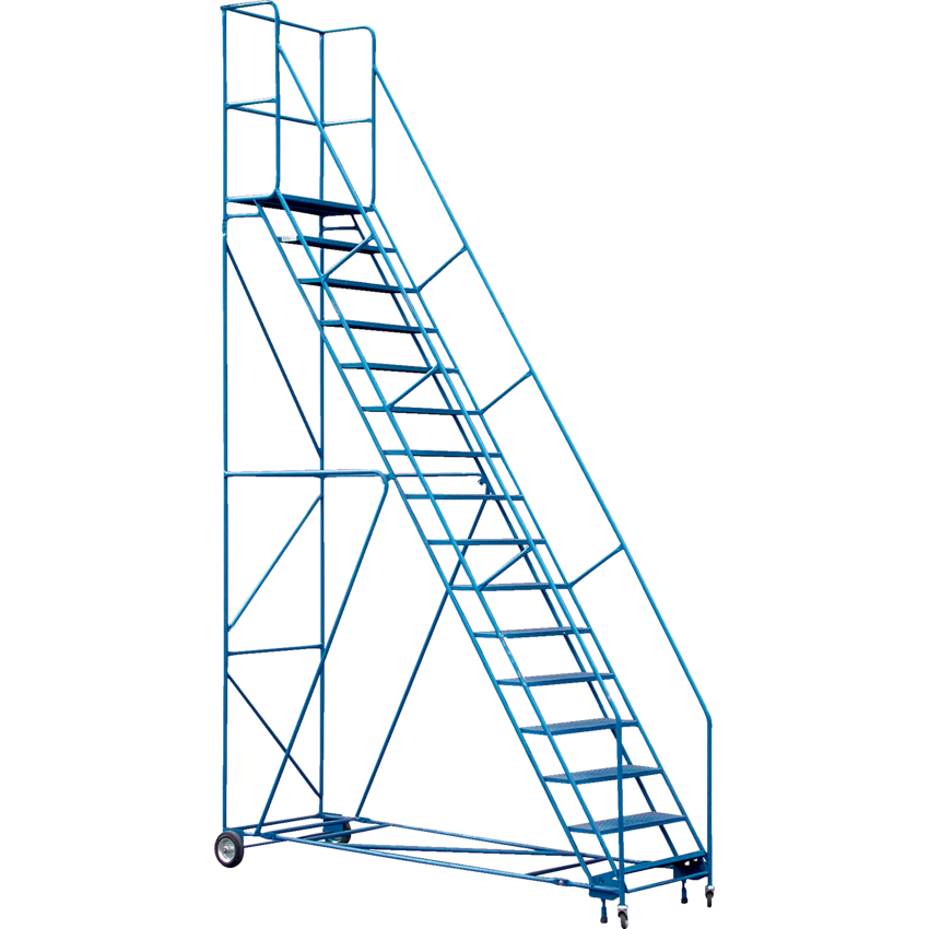 Kleton® Rolling Step Ladder w/Handrails 16-Step