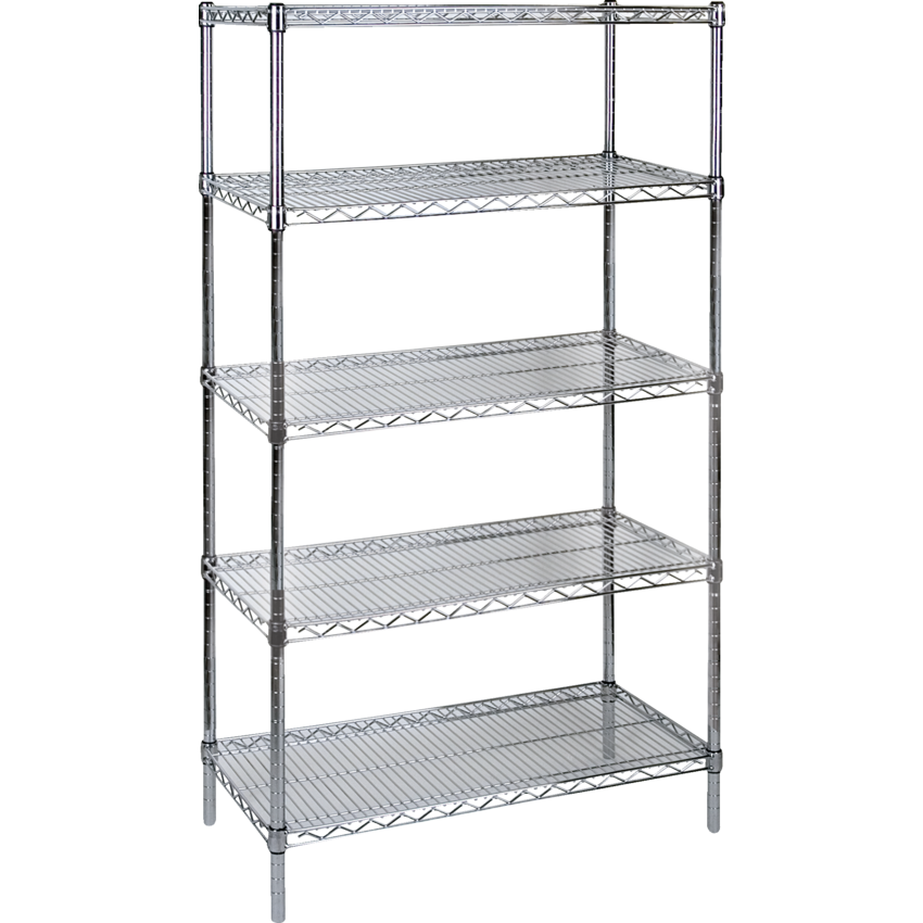 Kleton® Heavy Duty Chromate Wire Shelving 5 Shelves 36"W x 18"D x 74"H
