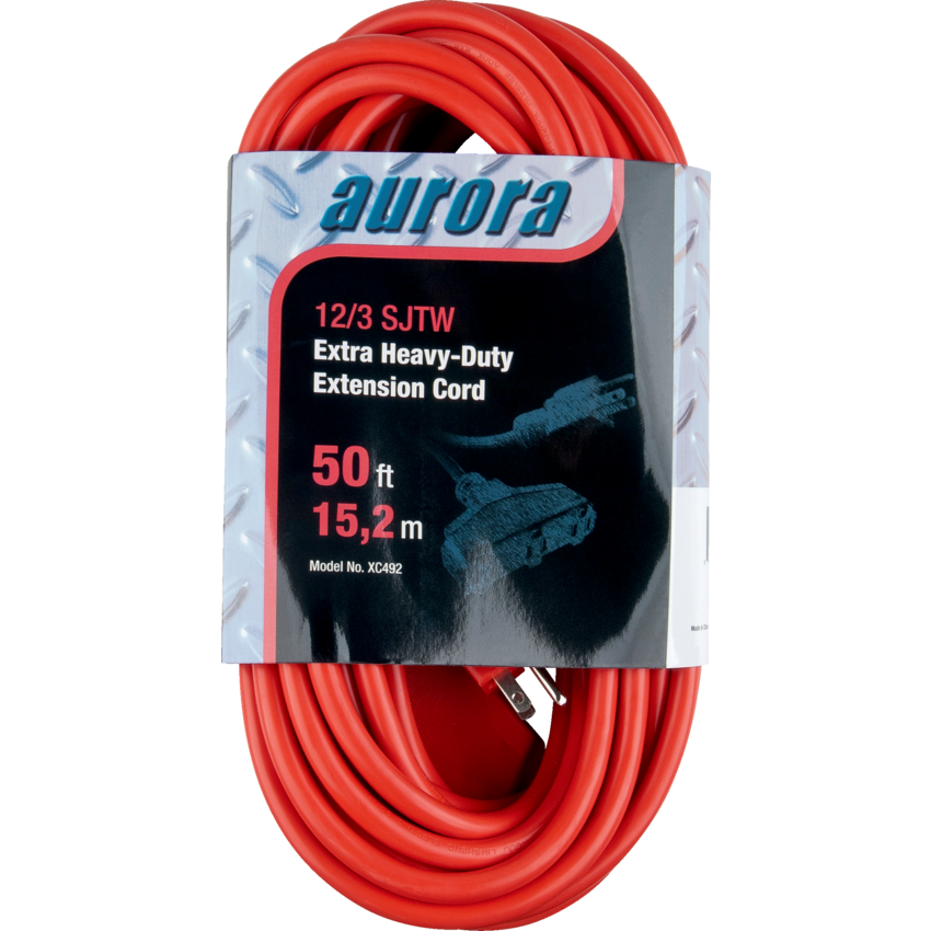 Aurora Tools® Outdoor Vinyl Triple Tap Extension Cord Extra Heavy-Duty 50' Red