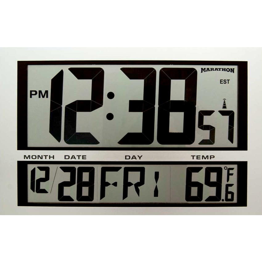 Marathon Jumbo Digital Wall Clock 16-1/2” W x 1-7/10” D x 11” H Silver