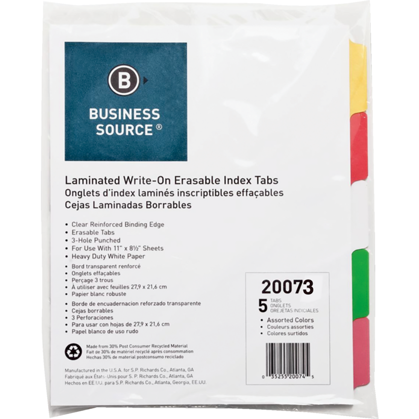 Business Source® Index Dividers 8 tabs Letter White