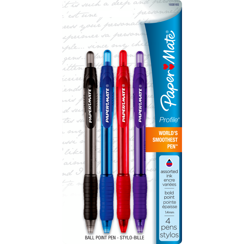 Paper Mate® Profile® Retractable Ball Point Pens Super Bold Assorted Colours 4/pkg