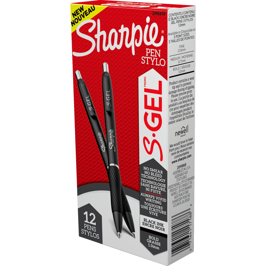 Sharpie® S-Gel® Retractable Pens 1.0 mm Black 12/box