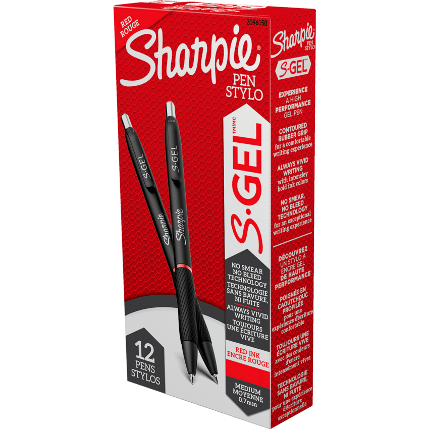 Sharpie® S-Gel® Retractable Pens 0.7 mm Red 12/box