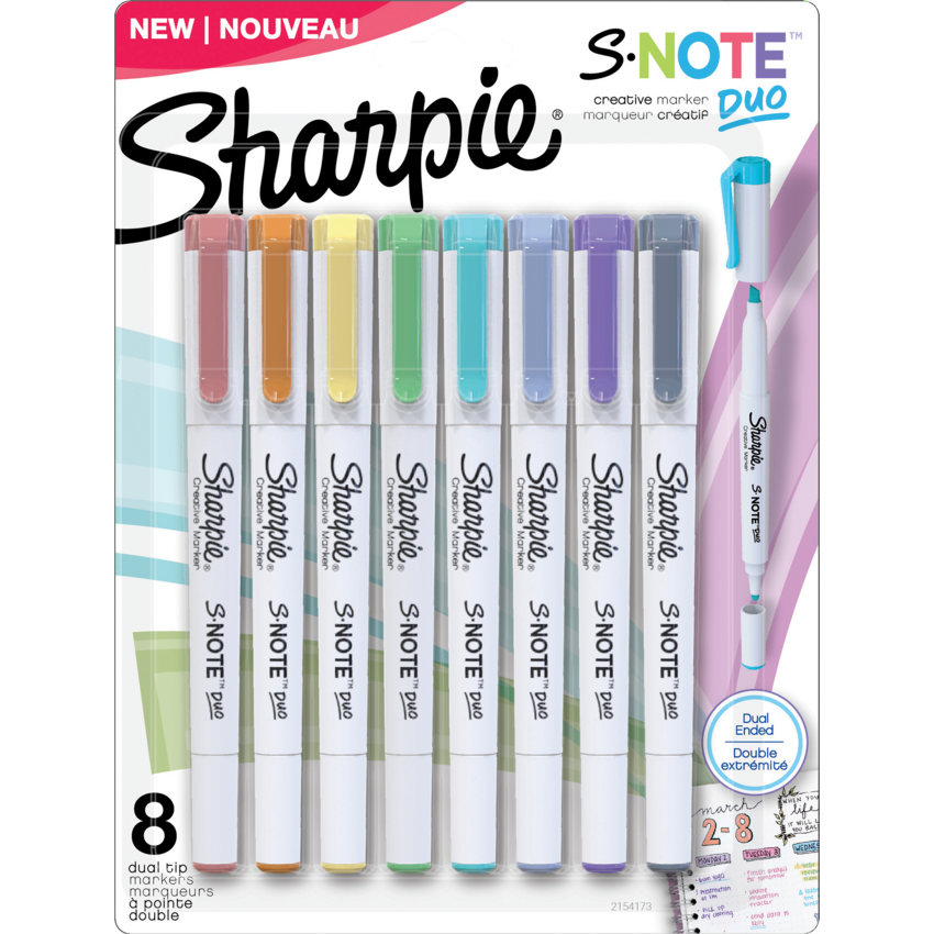 Sharpie® S-Note™ Duo Creative Markers Chisel Tip And Fine Tip Assorted Colours 8/pkg
