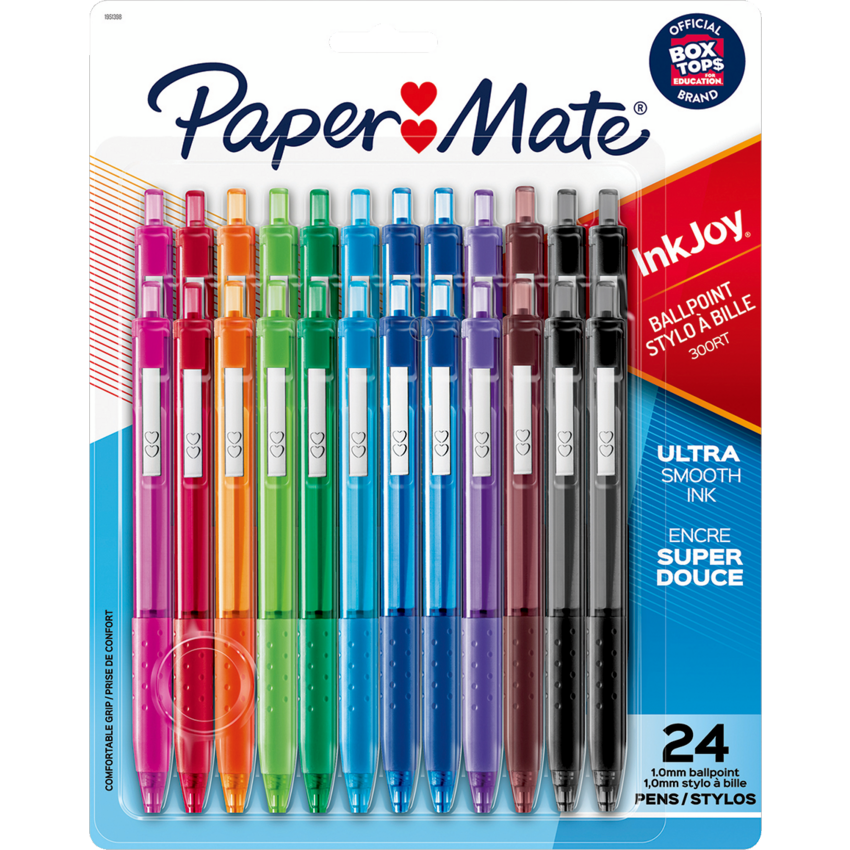 Paper Mate® InkJoy® 300 RT Retractable Ball Point Pens Medium Point Assorted Colours 24/pkg
