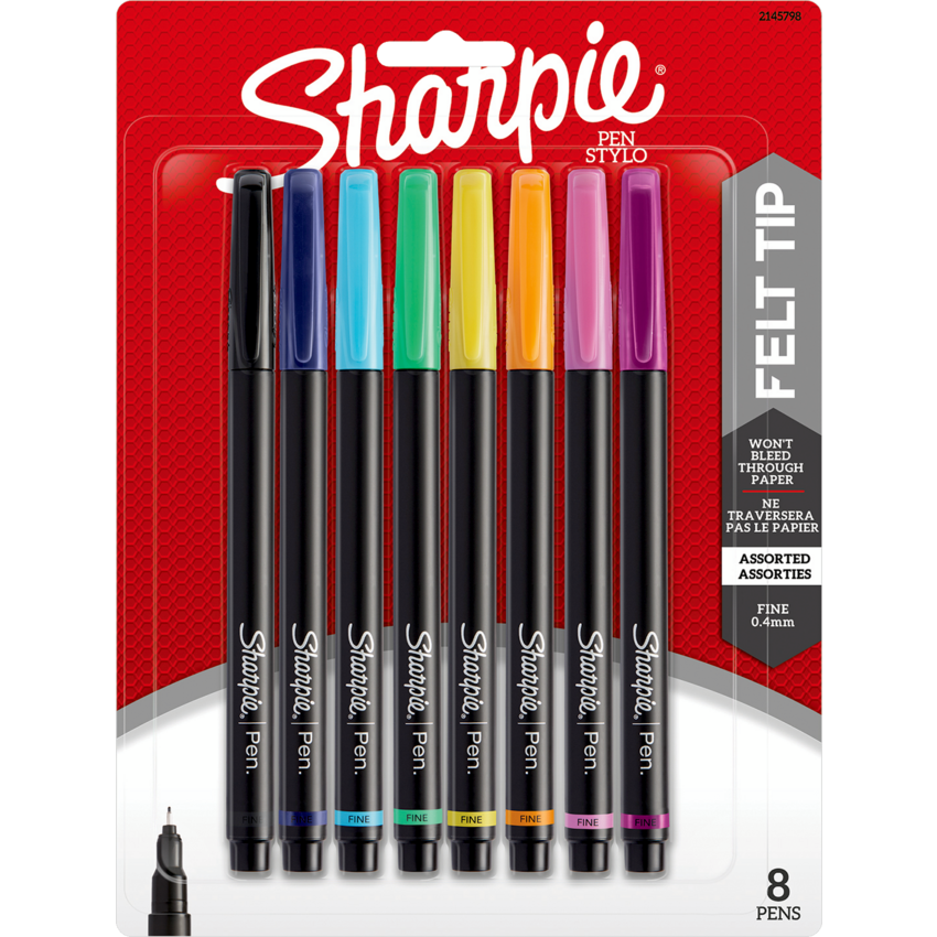 Sharpie® Pens Fine tip Assorted Colours 8/pkg