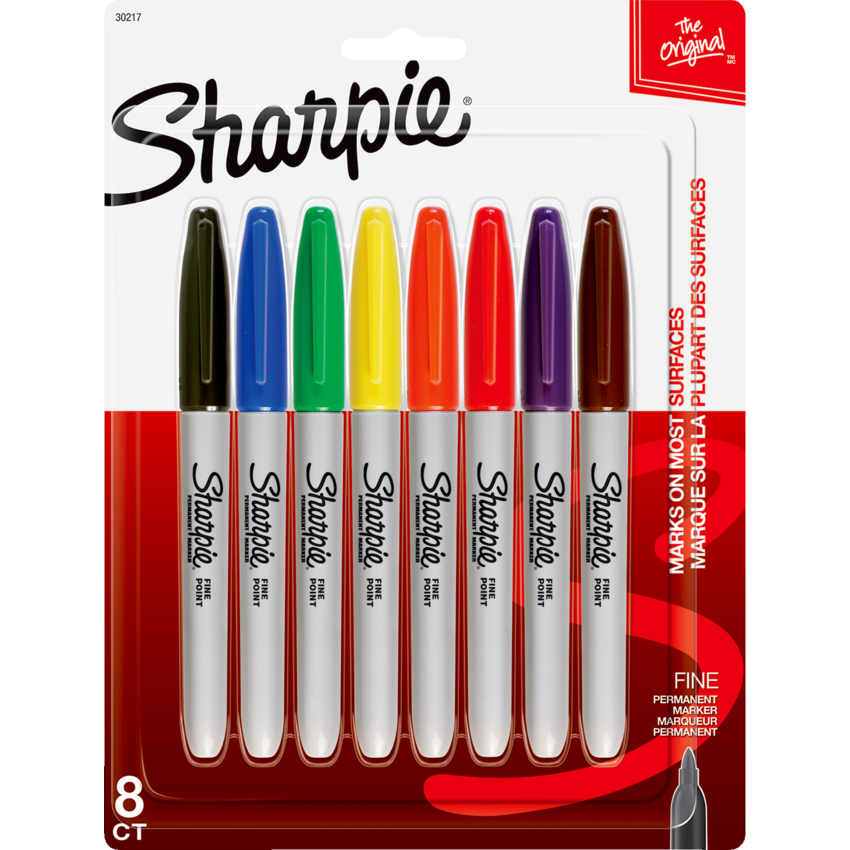 Sharpie® Fine Tip Permanent Markers Assorted Colours 8/pkg