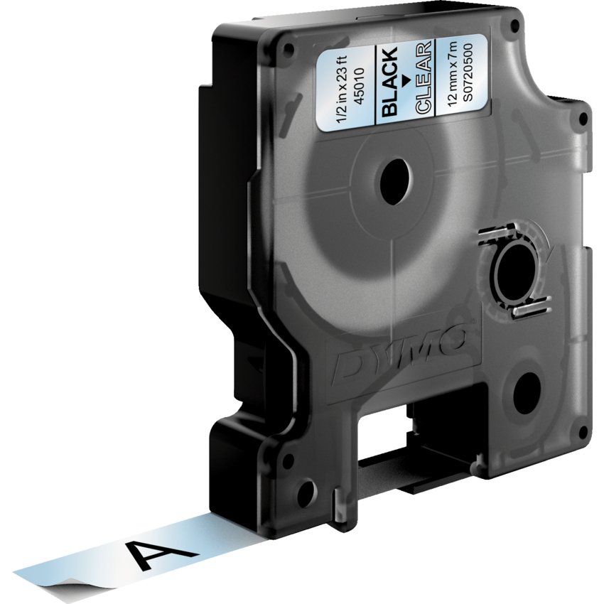 DYMO® D1™ Polyester Replacement Tape 1/2" Black on Clear