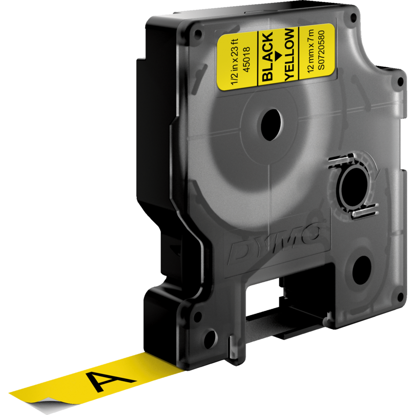 DYMO® D1™ Polyester Replacement Tape 1/2" Black on Yellow