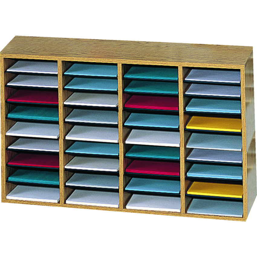 Safco® Wood Adjustable Compartment Literature Organizer 36-Compartments Oak