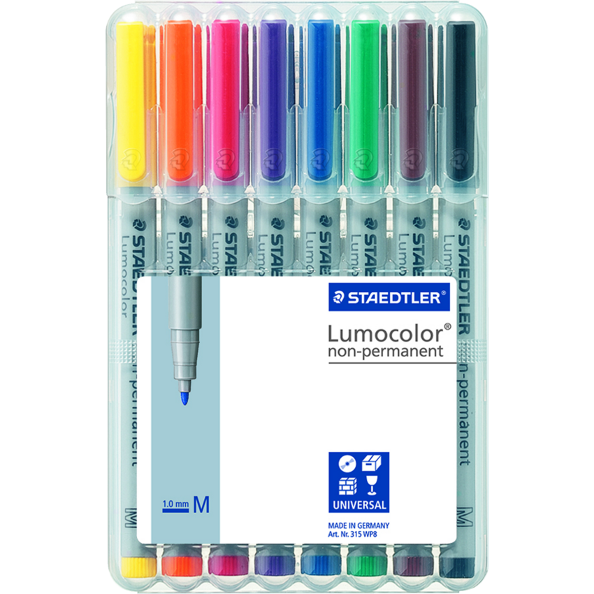 Staedtler® Lumocolor® Markers Washable Medium Tip Assorted Colours 8/pkg