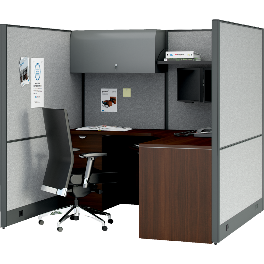 HDL FrameWorks Wall Panel System Productivity Workstation 70-13/16"W x 70-13/16"D x 66"H Charcoal/Grey
