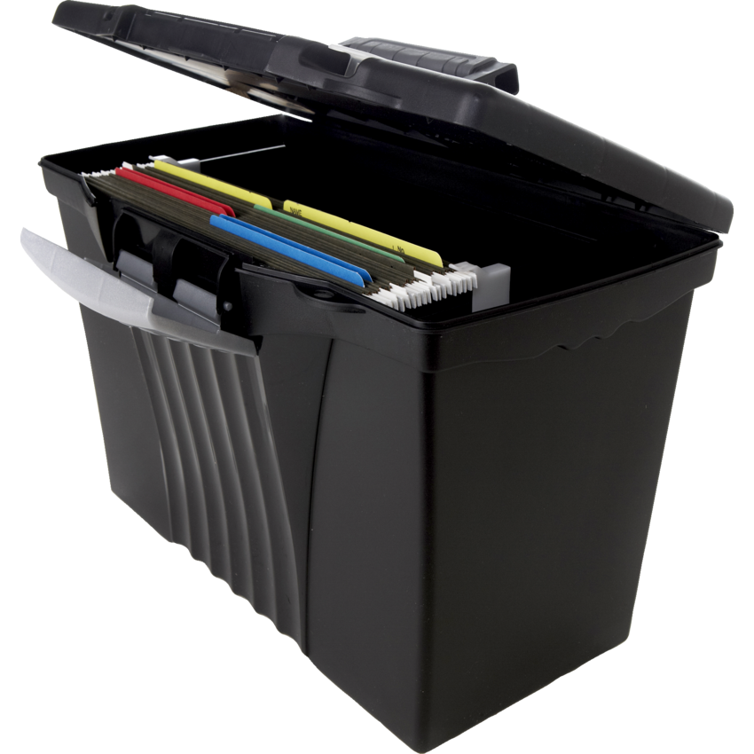 Storex® File Totes with Organzier Lid 13-1/2" Black 17" Black