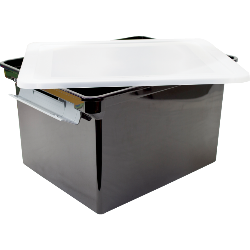 Storex® Locking Handle Letter/Legal File Utility Tote Black