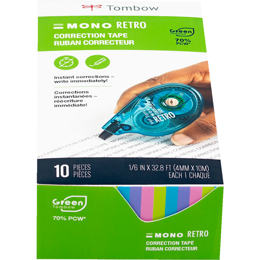 Tombow MONO Retro Correction Tape Assorted Colours 10/box