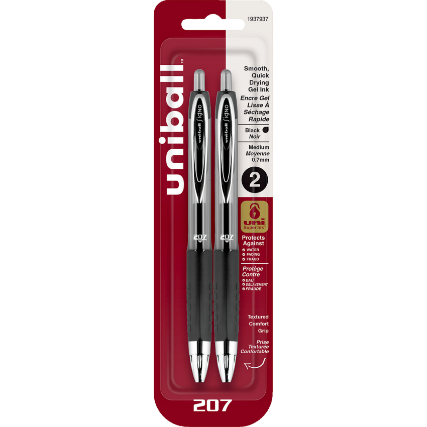 uni-ball® Signo 207™ Retractable Gel Pens 0.7 mm Black 2/pkg