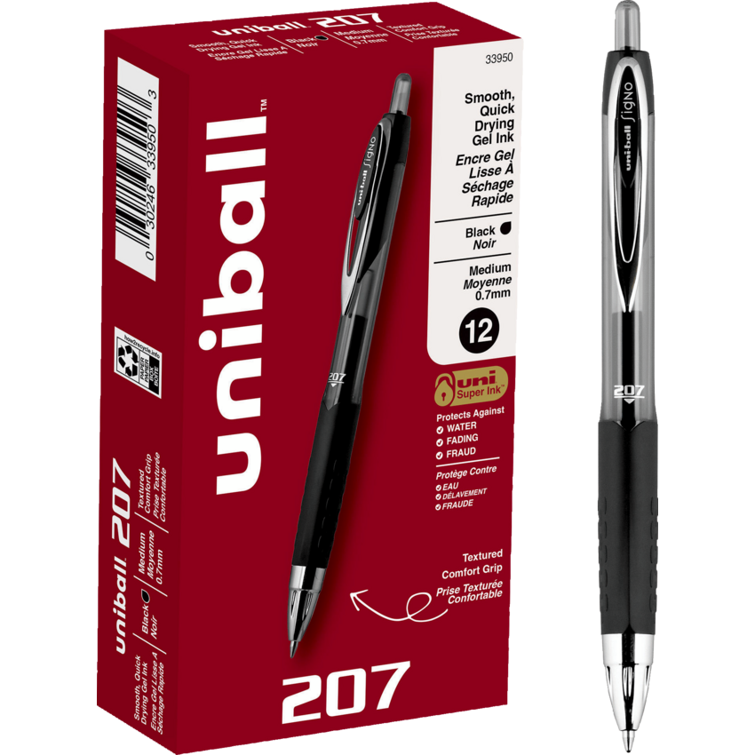 uni-ball® Signo 207™ Retractable Gel Pens 0.7 mm Black 12/box