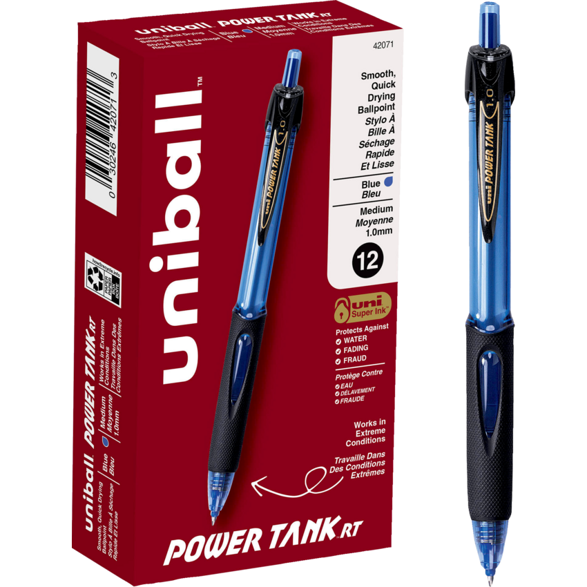 Uni-ball® Power Tank™ Retractable Ball Point Pen Medium Point Blue