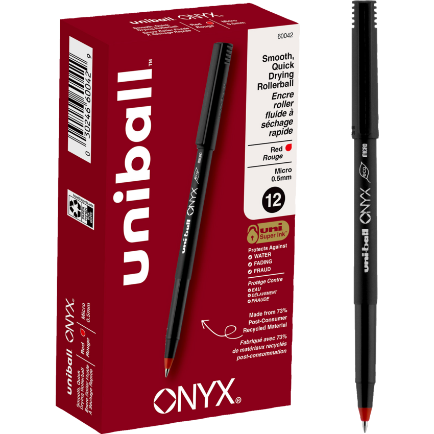 uni-ball® Onyx® Roller Pen 0.5 mm Red 12/box