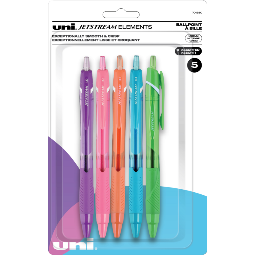uni-ball® Jetstream™ Elements Retractable Ball Point Pens Medium Point Assorted Colours 5/pkg