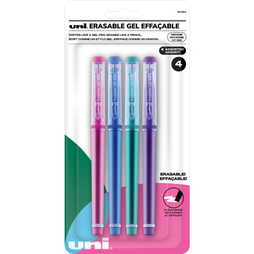 uni-ball® Erasable Gel Stick Pens 0.7 mm Assorted Fashion Colours 4/pkg