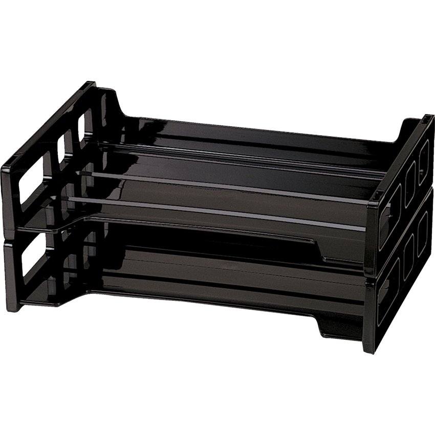 Korr Side-Loading Stacking Trays Letter Black 2/pkg
