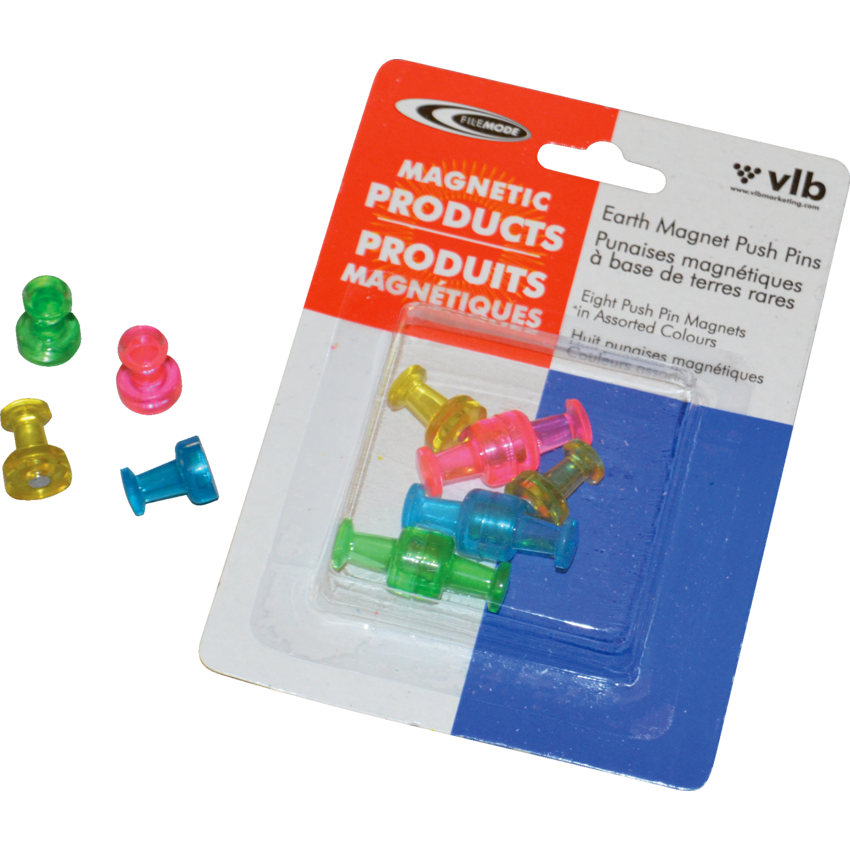 VLB FileMode Magnetic Push Pins Assorted Colours 8/pkg