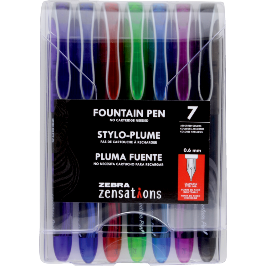 Zebra Zensations Fountain Pens Assorted Colours 7/pkg
