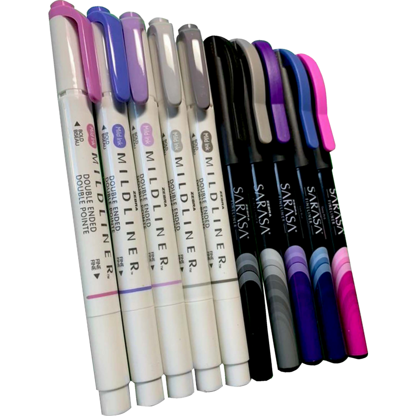 Zebra Mildliner™ and Sarasa® Porous Creative Starter Set Assorted Colours 10/pkg
