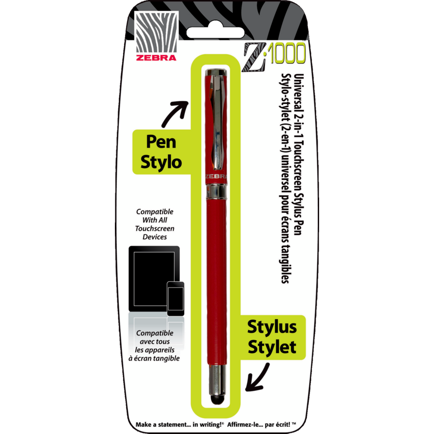 Zebra Z-1000 2-in-1 Stylus Ball Point Pen Capped Red