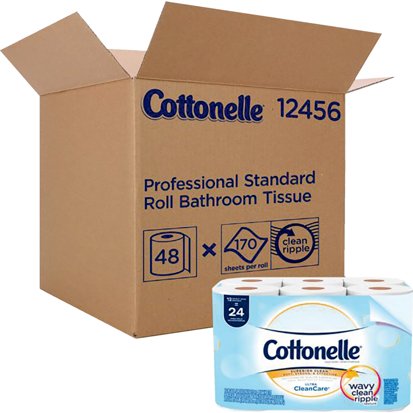 Cottonelle® Standard Bathroom Tissue 1-ply 165 sheets per roll White 12 rolls per package 4/cse