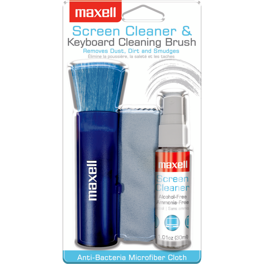 Maxell Screen Cleaner Spray and Keyboard Cleaning Brush