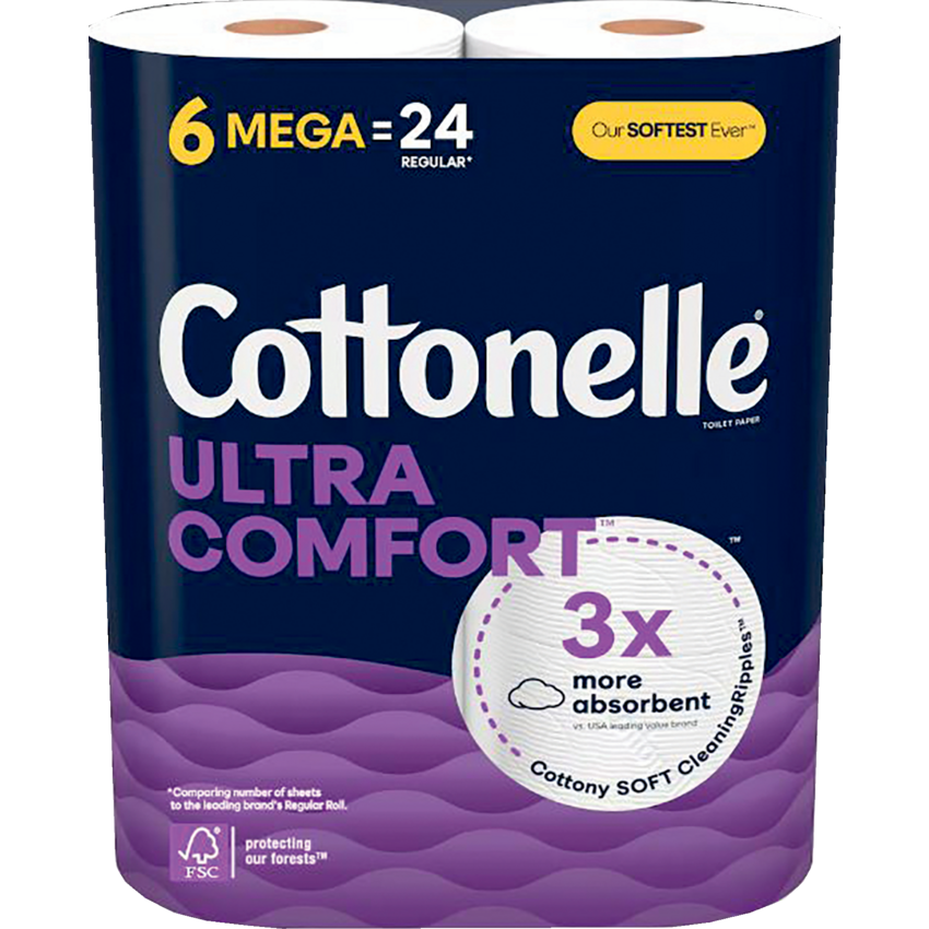 Cottonelle® Ultra Comfort™ Bathroom Tissue 2-ply. Mega Roll White 6 packages/case
