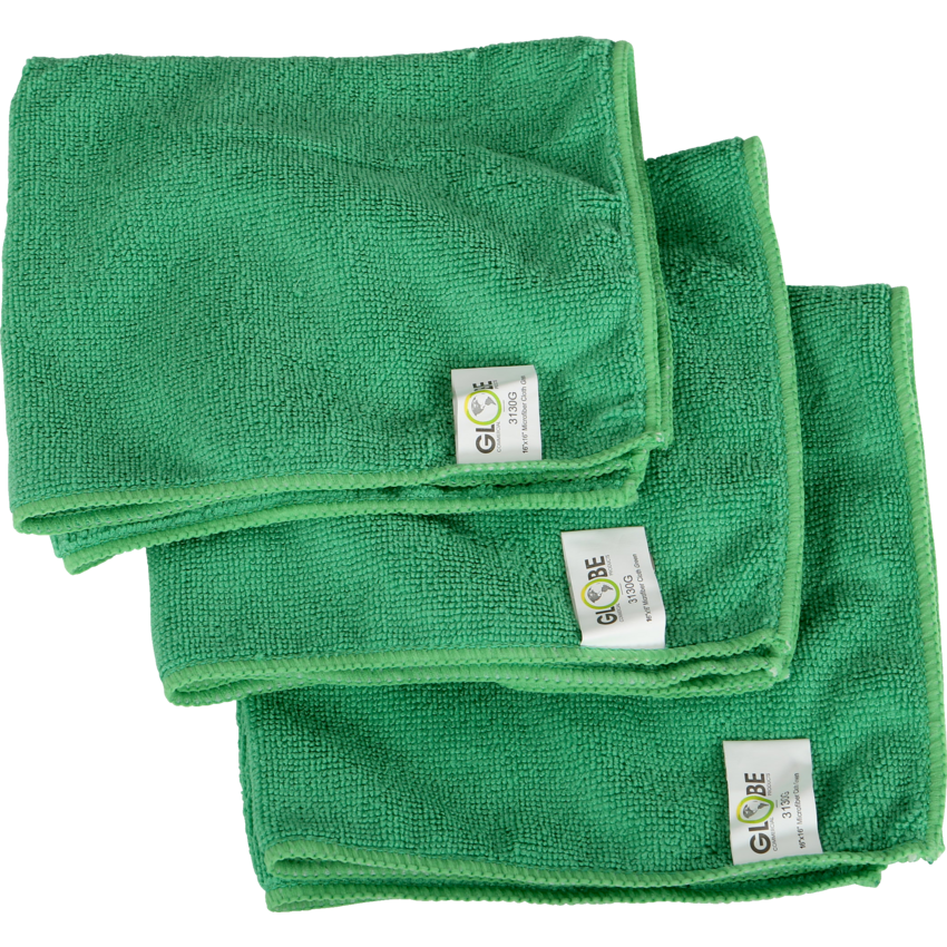 Globe™ Microfibre Cloth 14" x 14" Green 10/pkg